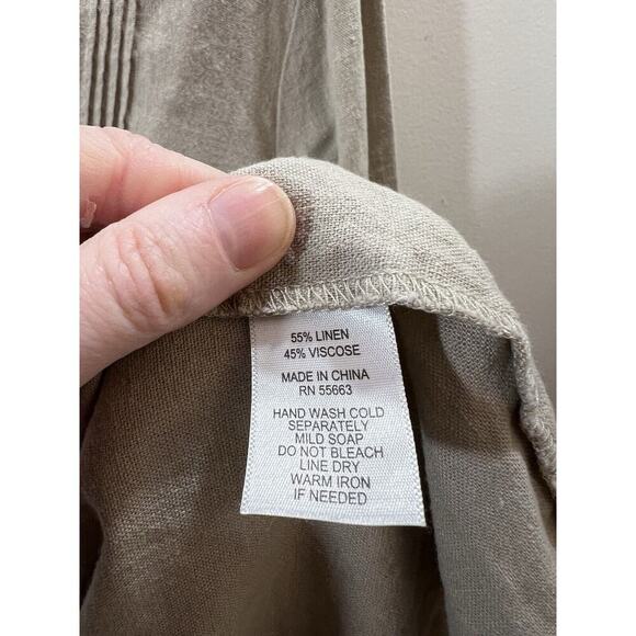 TAHARI Women’s Linen Blend Dress Size L Tan Classic Minimalist Lagenlook Beachy - Picture 5 of 8
